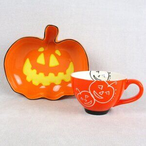 Starbucks Barista Halloween Bowl and Mug Jack o Lantern Pumpkin Vintage 2003